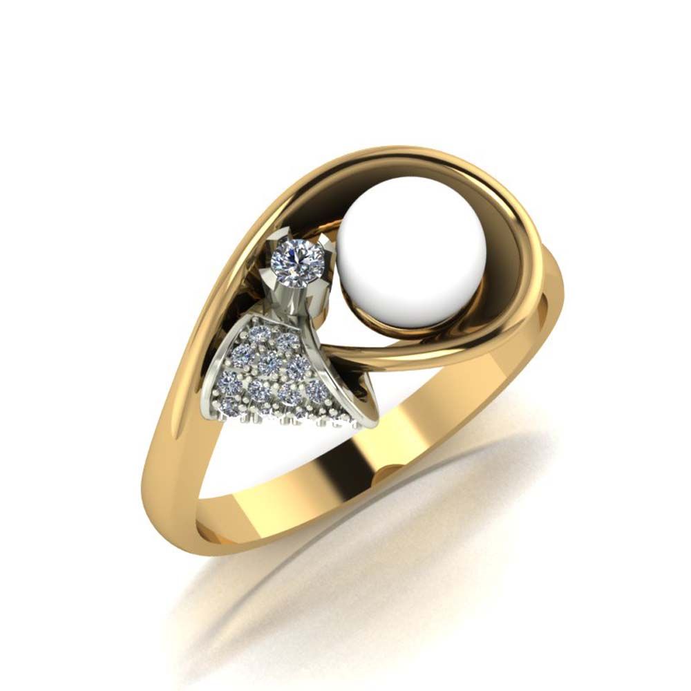 Перстень из красного+белого золота  с жемчугом (модель 02-1425.0.4310)