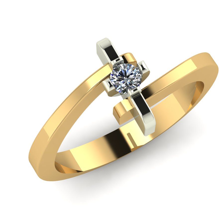 Перстень из белого золота  с бриллиантом (модель 02-2082.0.2110)