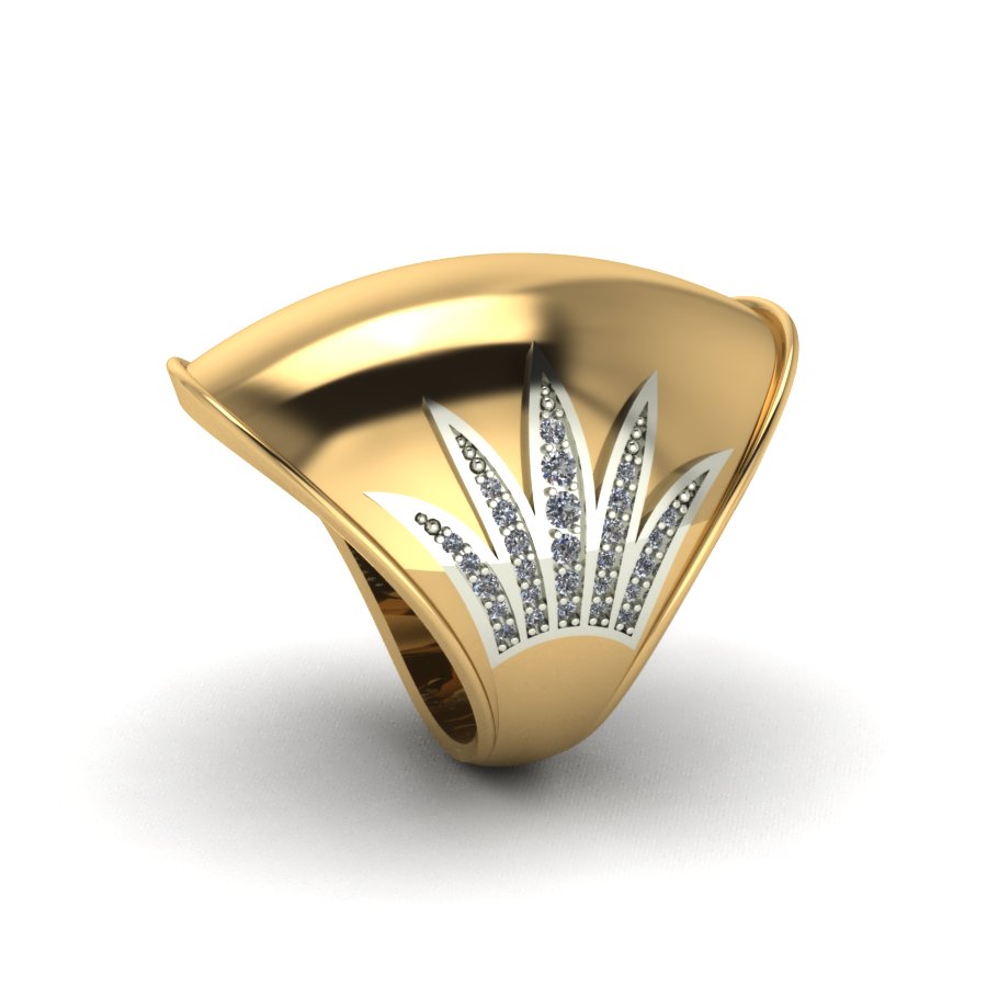 Перстень из красного+белого золота  с цирконием (модель 02-1239.0.4401) - 6