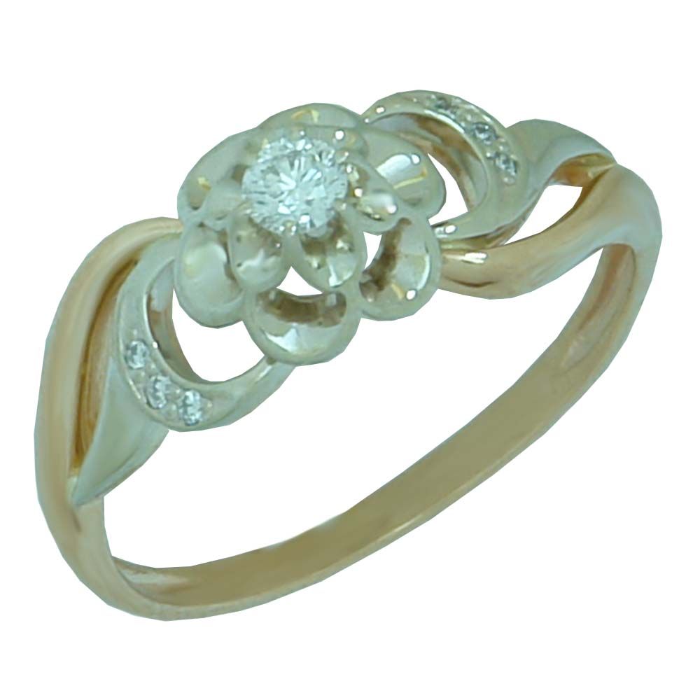 Перстень из красного+белого золота  с рубином (модель 02-0947.0.4141)