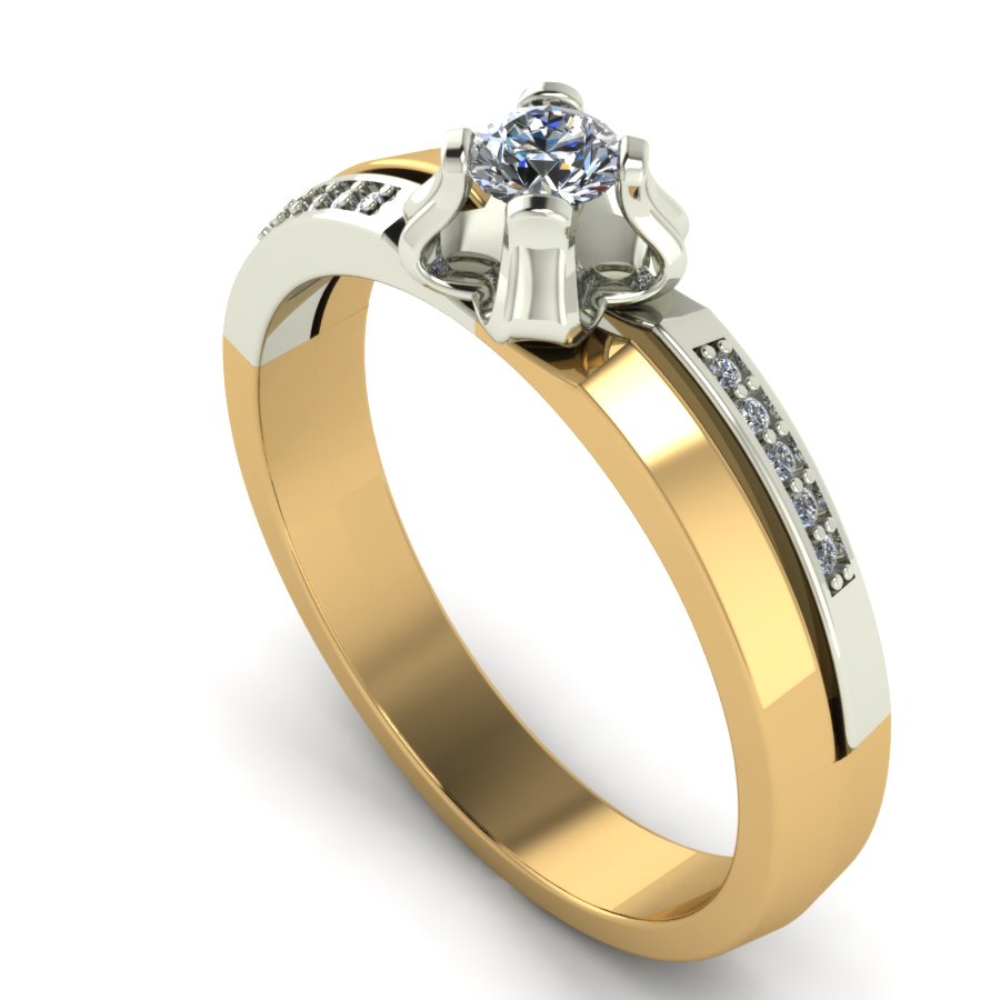 Перстень из красного+белого золота  с цирконием (модель 02-1535.0.4401) - 3