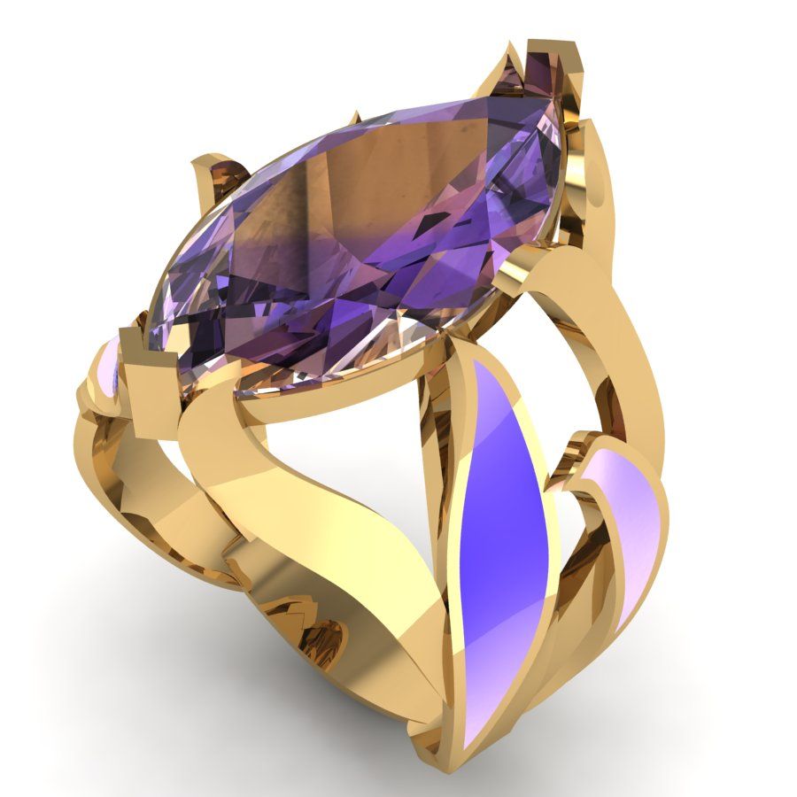 Перстень из белого золота  с александритом синтетическ (модель 02-1909.0.2245)