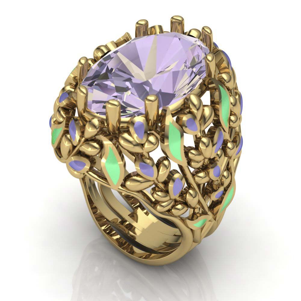 Перстень из красного золота  с аметистом (модель 02-2039.0.1240)