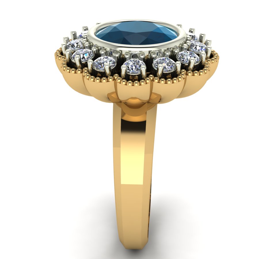 Перстень из красного+белого золота  с топазом Лондон (модель 02-1240.0.4224) - 4