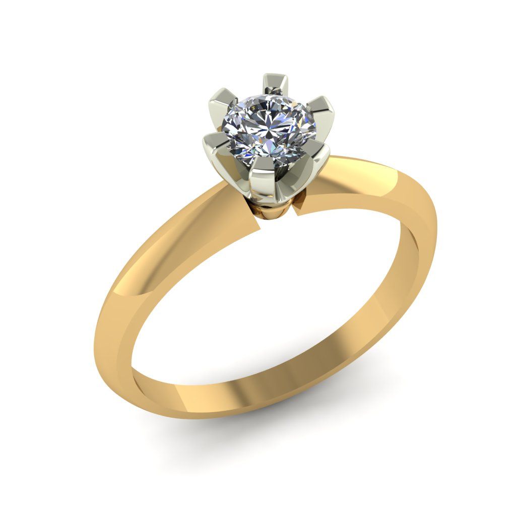 Перстень из красного+белого золота  с бриллиантом (модель 02-2647.5.4110)