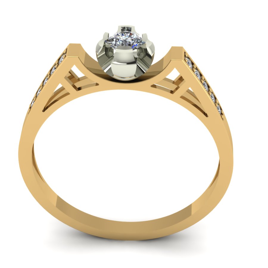 Перстень из красного+белого золота  с цирконием (модель 02-1357.0.4401) - 2