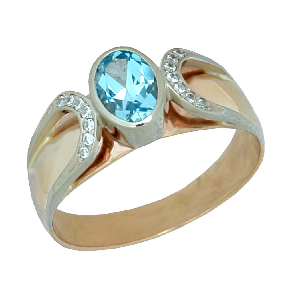 Перстень из красного+белого золота  с топазом (модель 02-0769.0.4220)
