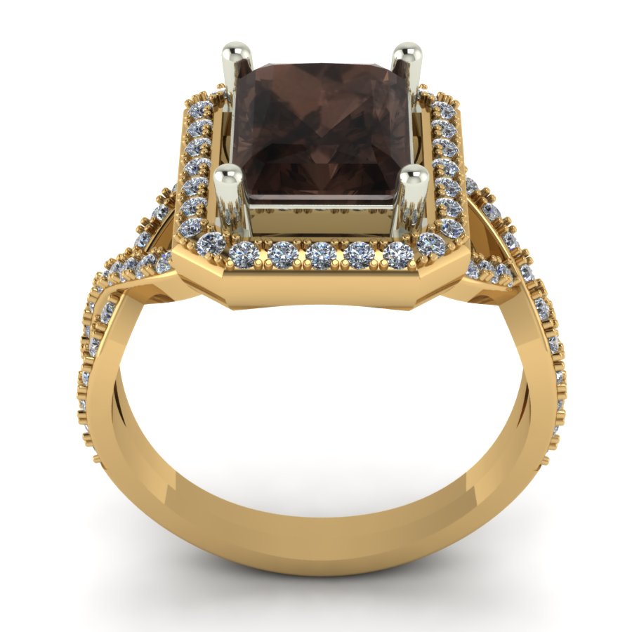 Перстень из красного+белого золота  с дымчатым кварцем (модель 02-1419.0.4250) - 6