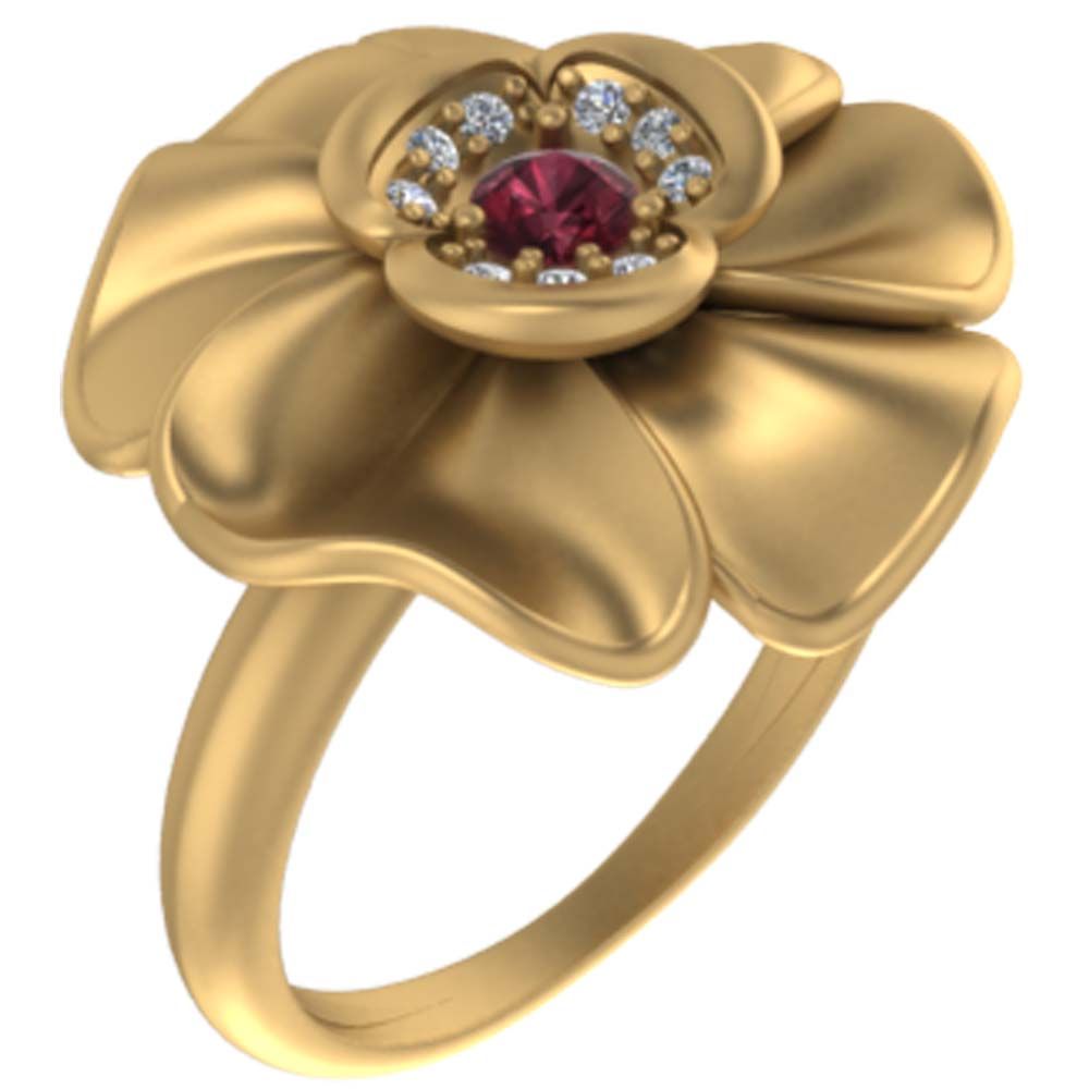 Перстень из красного+белого золота  с цирконием (модель 02-1074.0.4401)