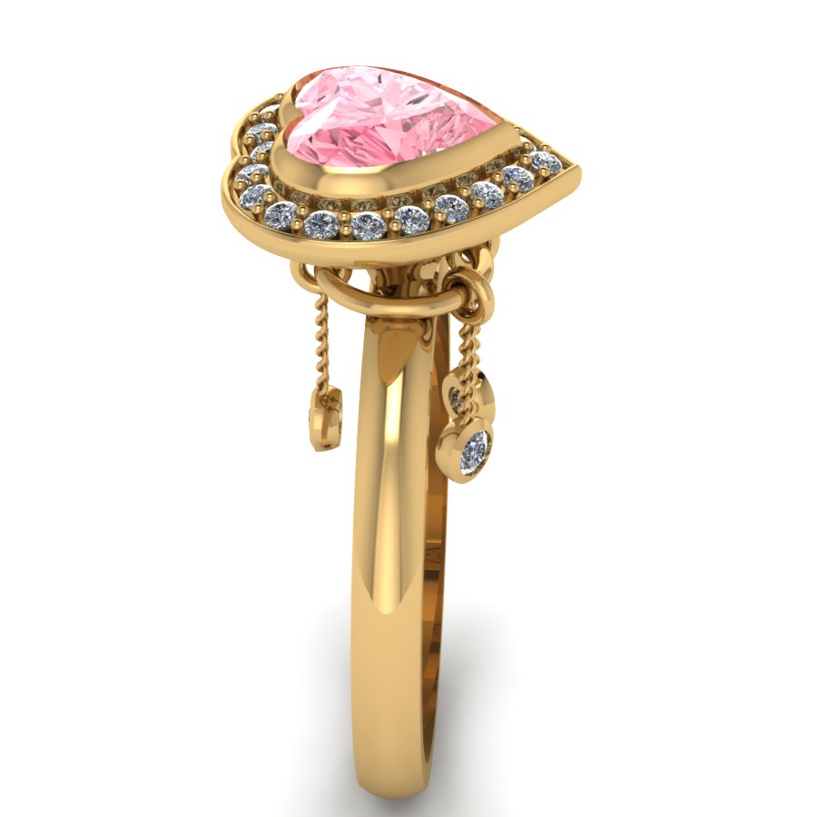 Перстень из красного+белого золота  с топазом розовым (модель 02-1798.0.4227) - 6