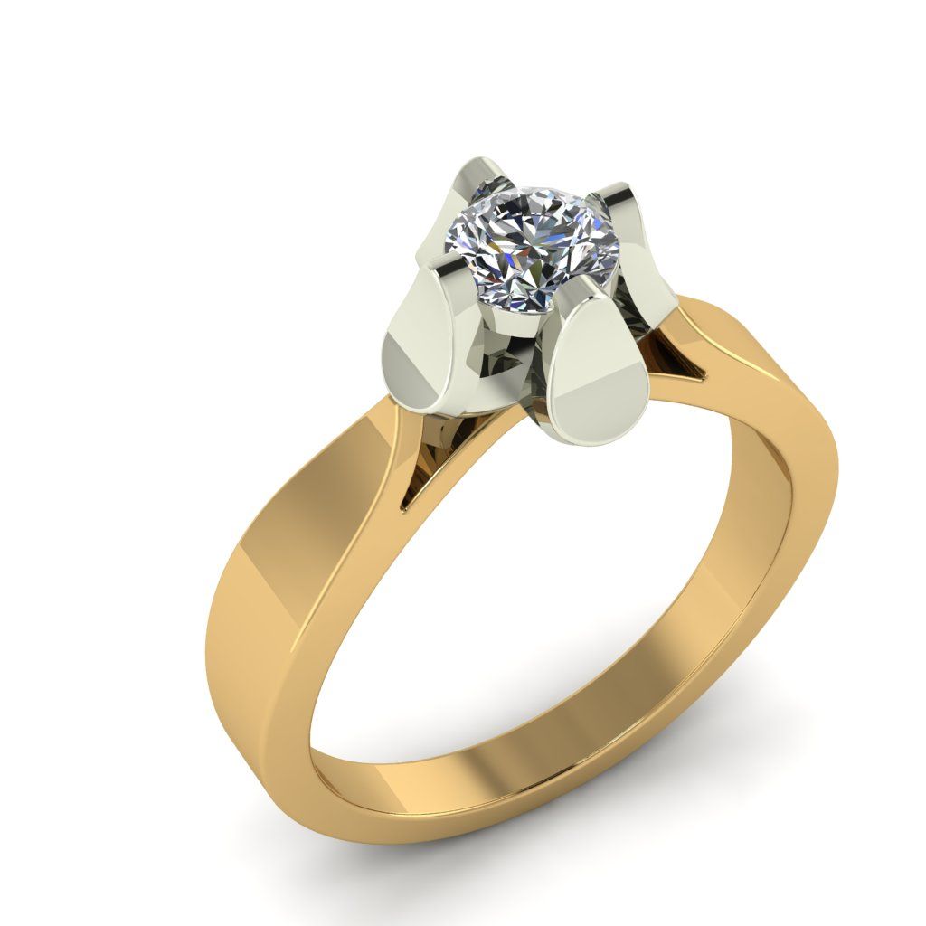 Перстень из красного+белого золота  с бриллиантом (модель 02-2645.0.4110)