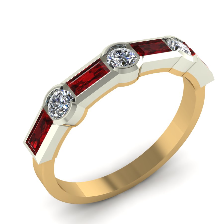 Перстень из красного+белого золота  с гранатом (модель 02-1368.0.4210) - 3