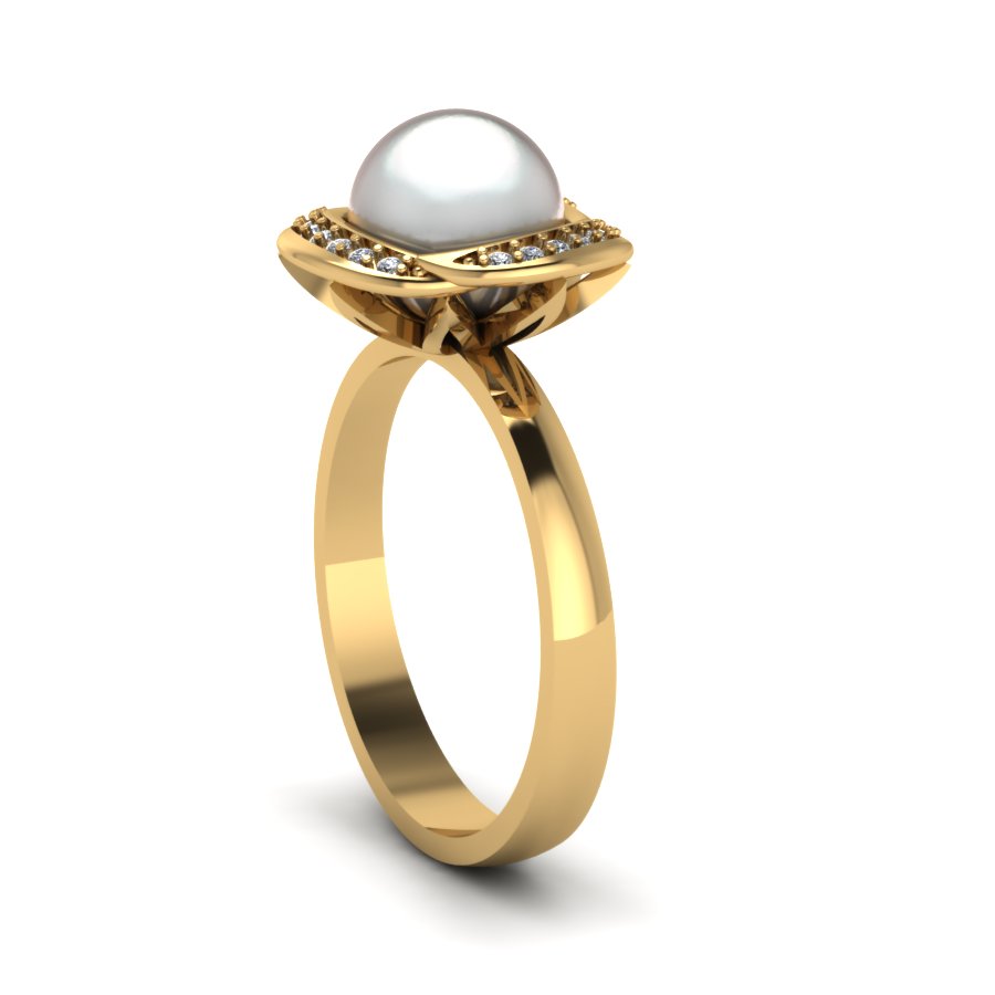 Перстень из красного золота  с жемчугом (модель 02-1038.0.1310) - 5