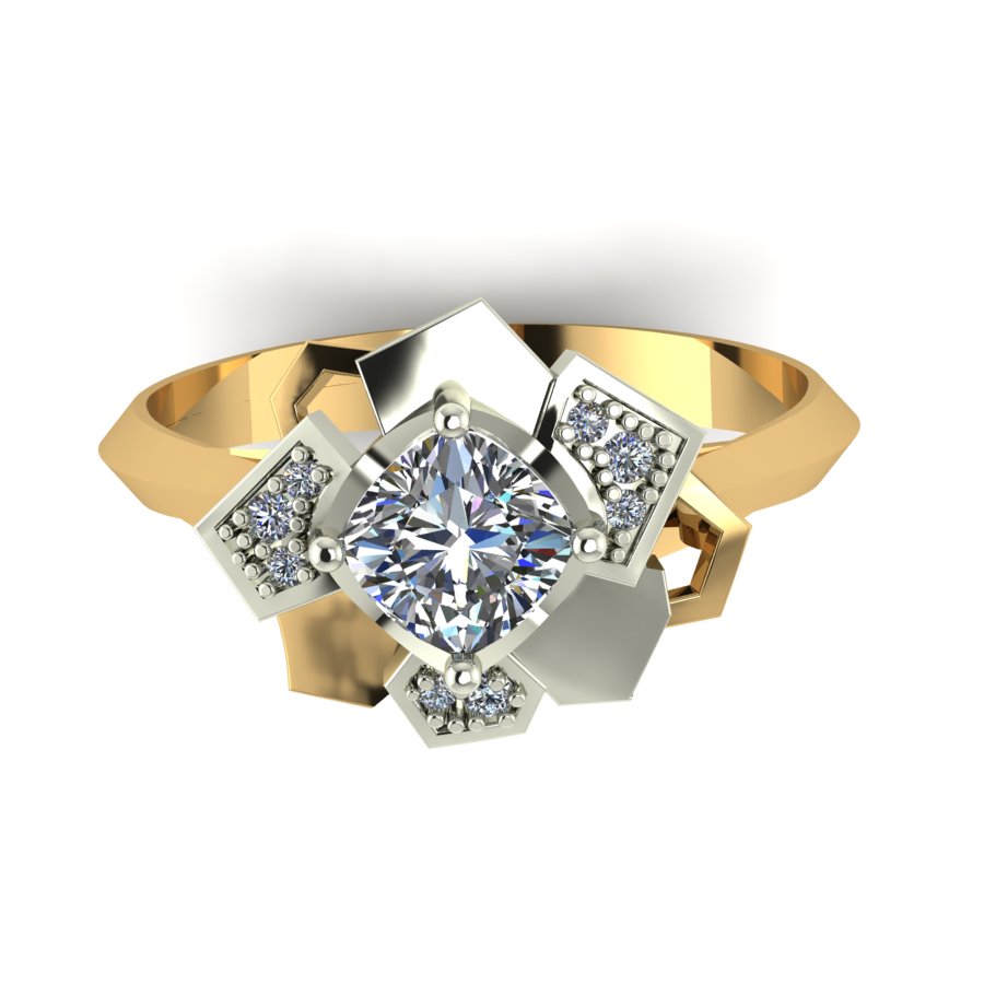 Перстень из красного+белого золота  с цирконием (модель 02-1905.0.4401) - 3