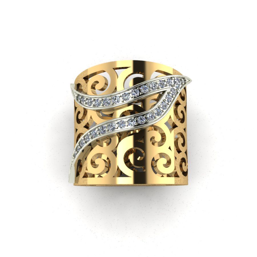 Перстень из красного+белого золота  с цирконием (модель 02-1268.0.4401)