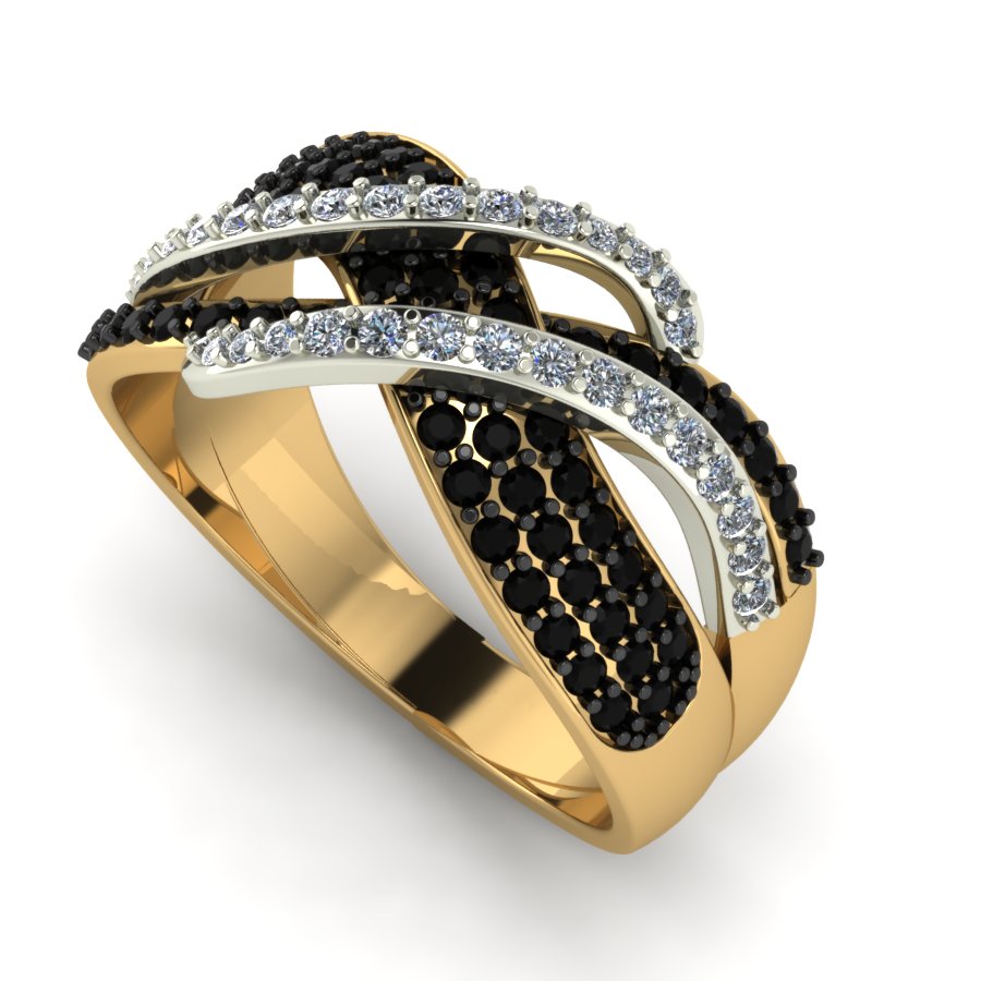Перстень из красного+белого золота  с цирконием (модель 02-1509.0.4402) - 1
