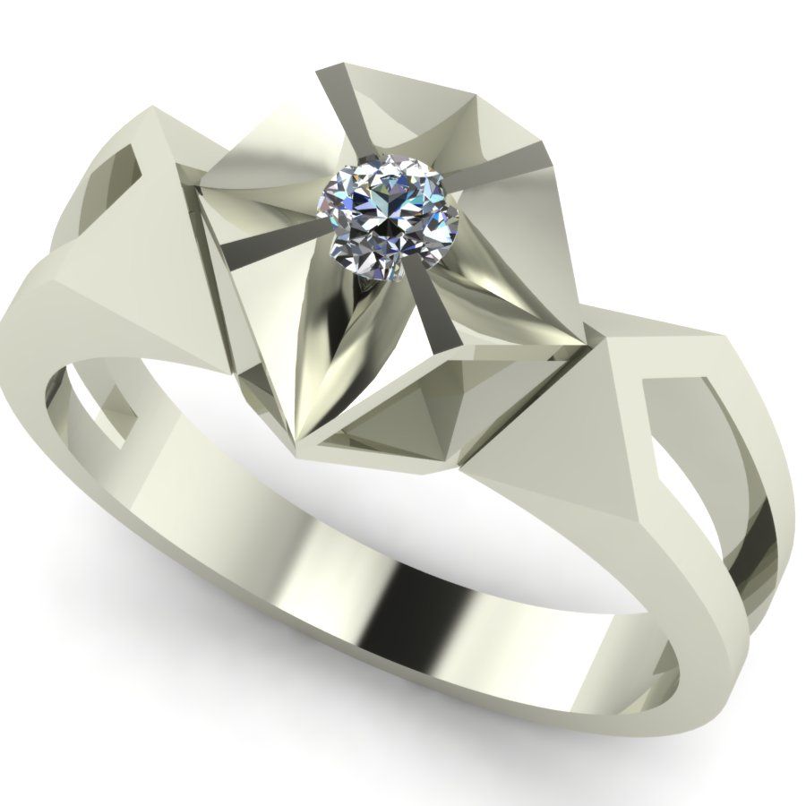Перстень из белого золота  с бриллиантом (модель 02-1275.0.2110)