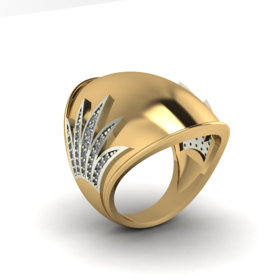 Перстень из красного+белого золота  с цирконием (модель 02-1239.0.4401) - 1