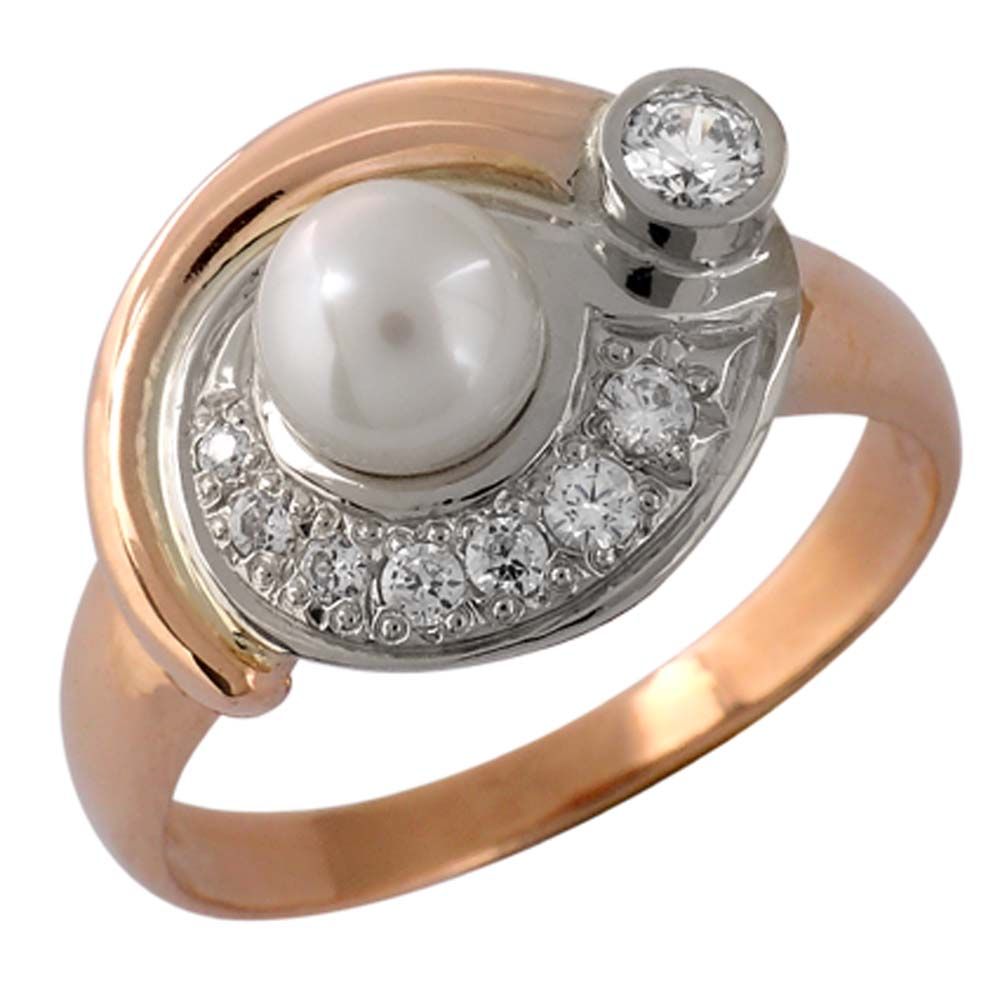 Перстень из белого золота  с жемчугом (модель 02-0214.0.2310)