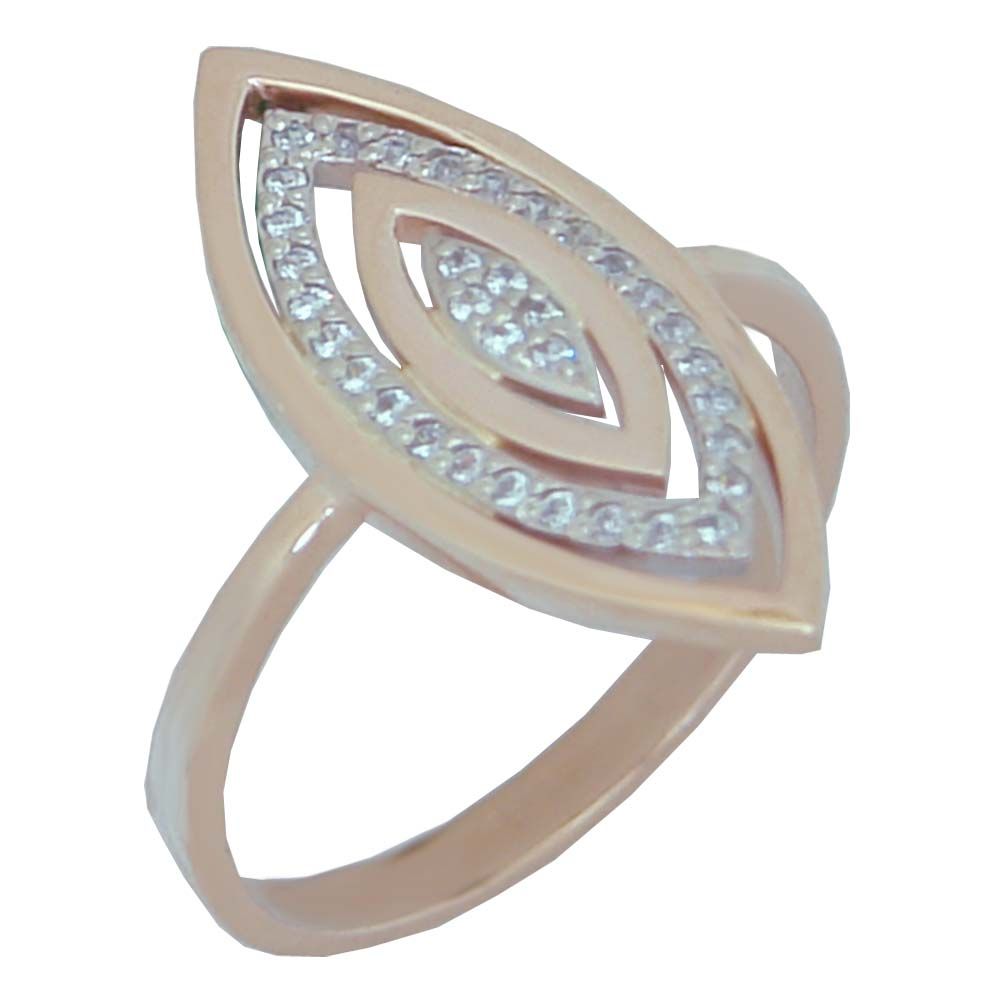 Перстень из красного+белого золота  с цирконием (модель 02-0934.0.4401)