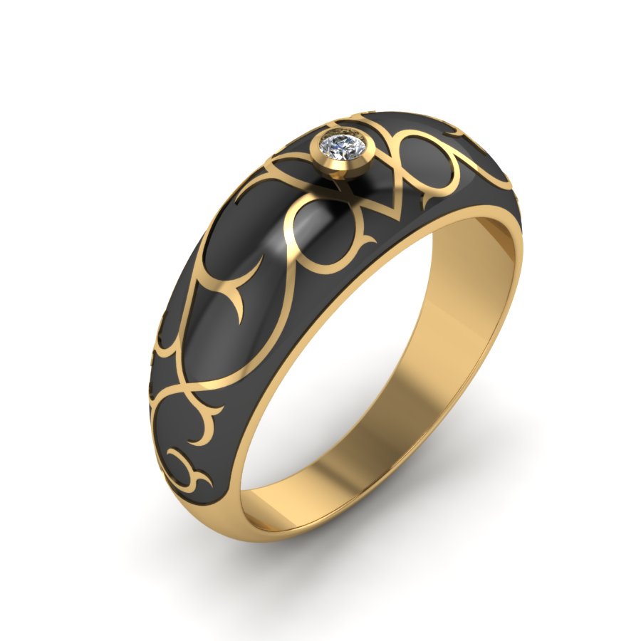 Перстень из красного золота  с бриллиантом (модель 02-1542.0.1110) - 2