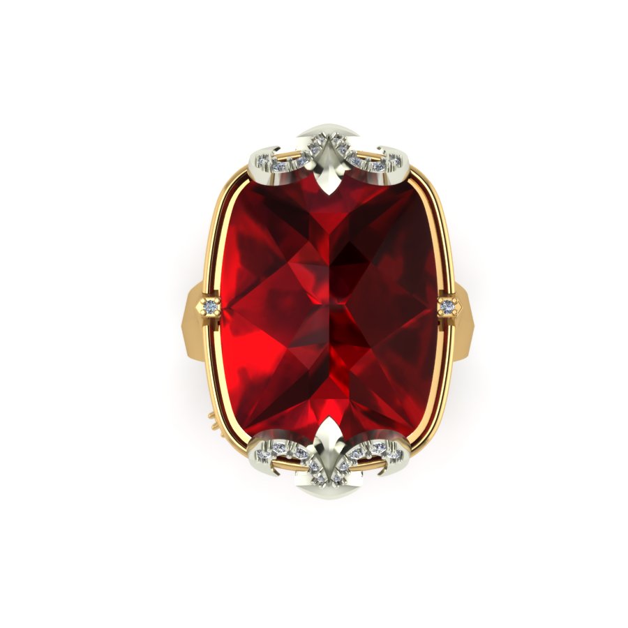 Перстень из красного+белого золота  с рубином (модель 02-1531.0.4140) - 6
