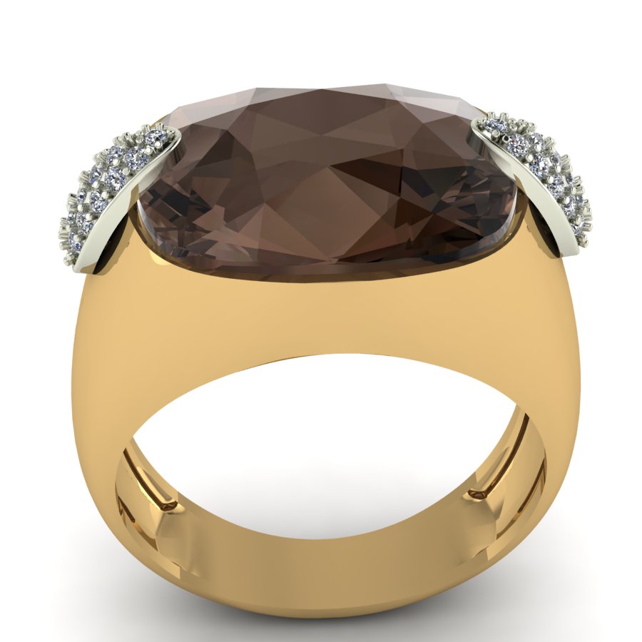 Перстень из красного+белого золота  с дымчатым кварцем (модель 02-1285.0.4250) - 3