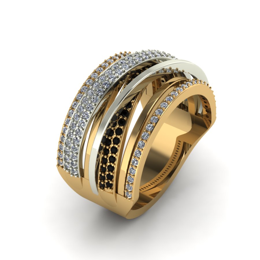 Перстень из красного+белого золота  с цирконием (модель 02-1284.0.4402) - 2
