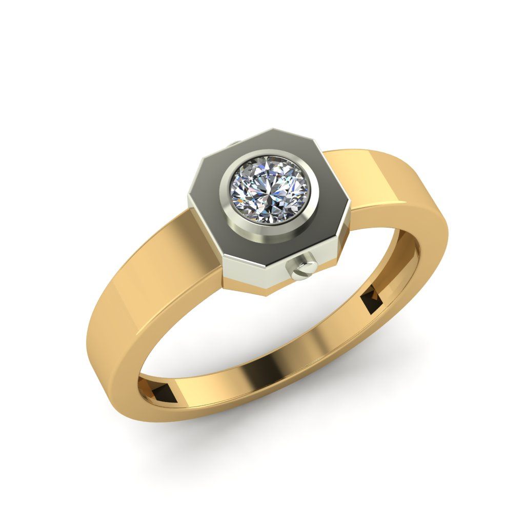 Перстень из красного+белого золота  с цирконием (модель 02-2692.0.4401)