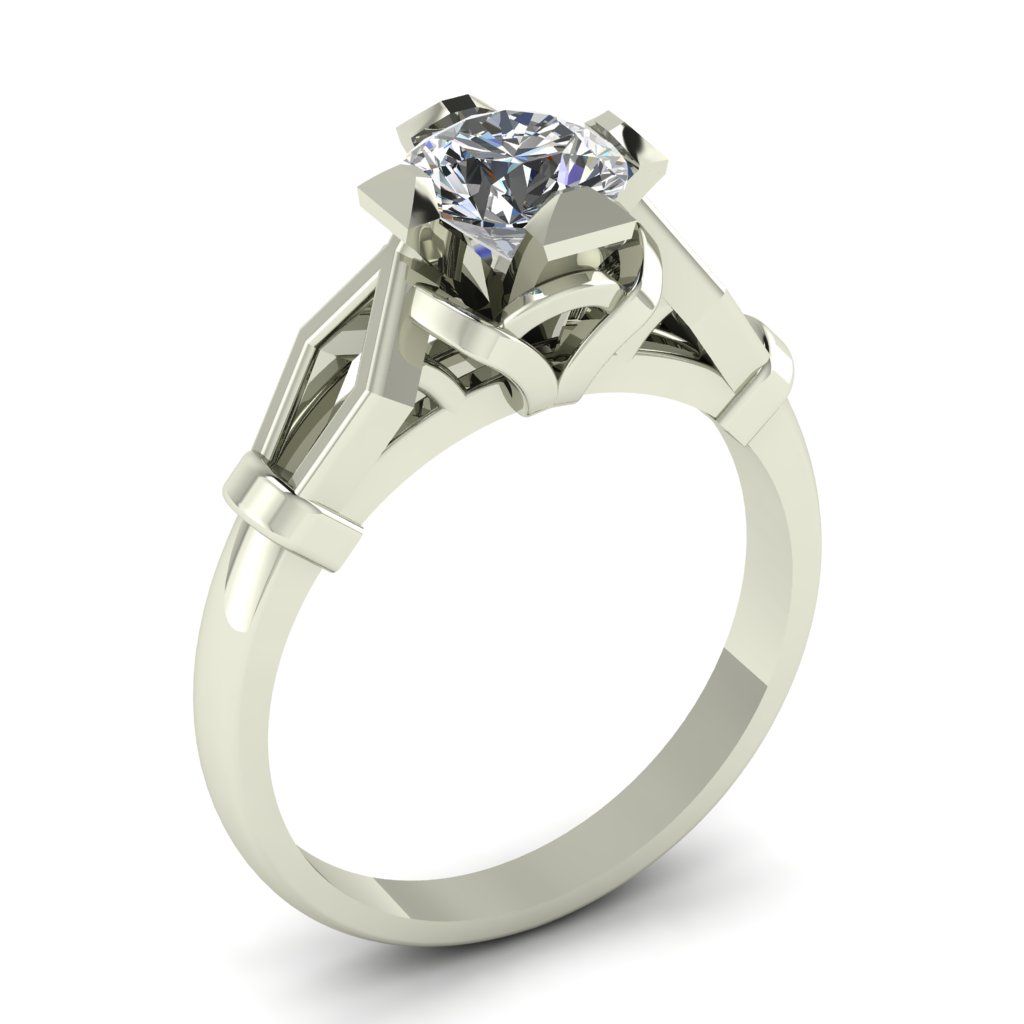 Перстень из белого золота  с бриллиантом (модель 02-2588.0.2110)
