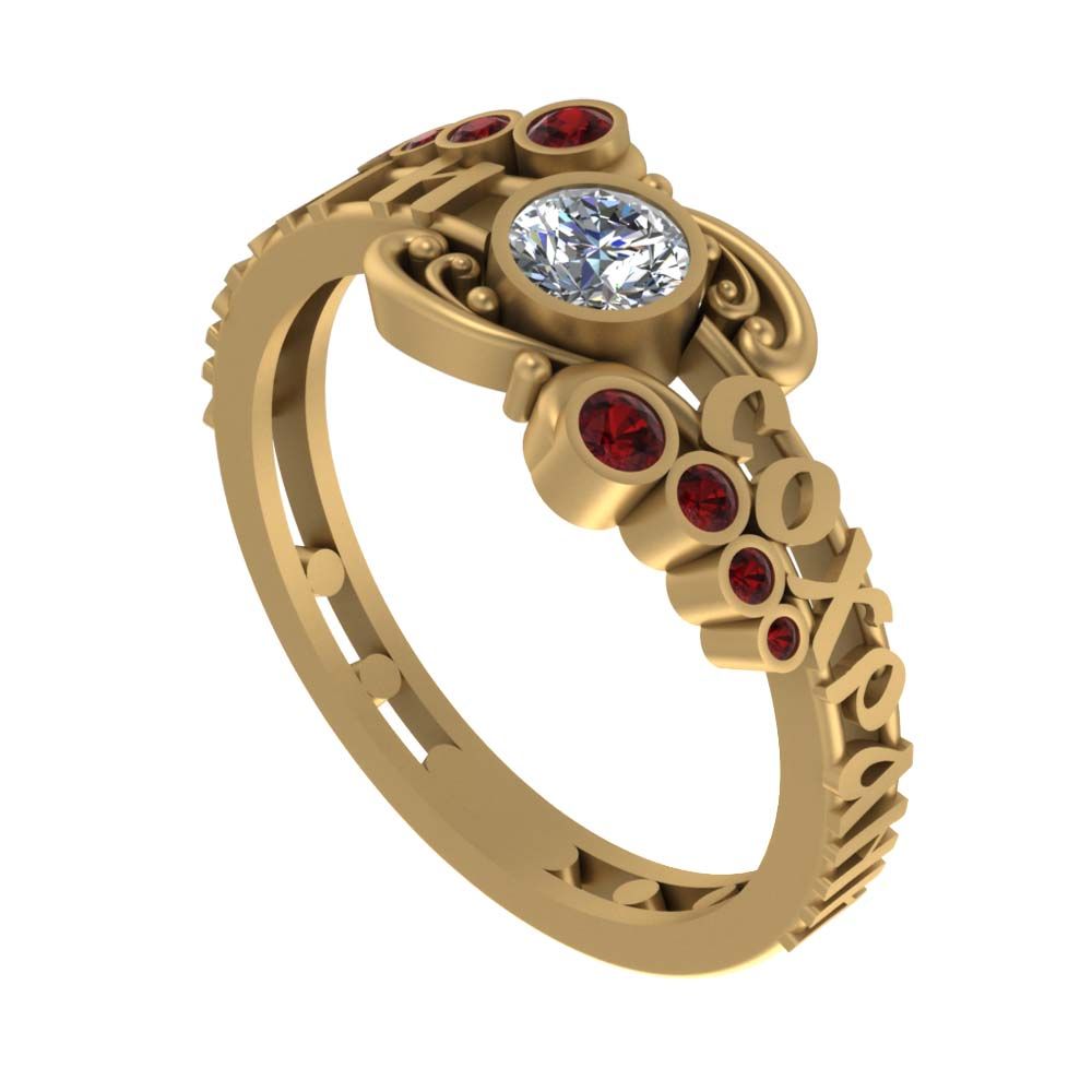 Перстень из красного золота  с цирконием (модель 02-1204.0.1401)