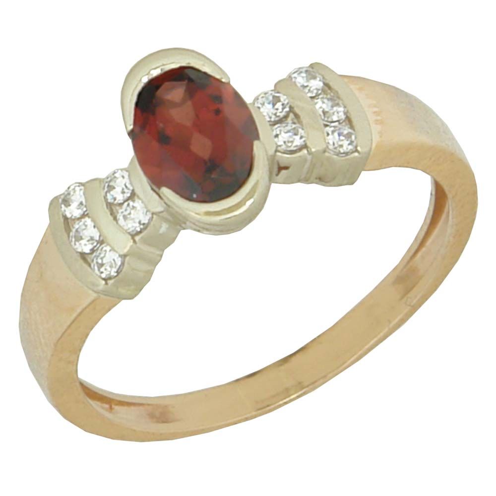 Перстень из красного+белого золота  с топазом (модель 02-0701.0.4220)