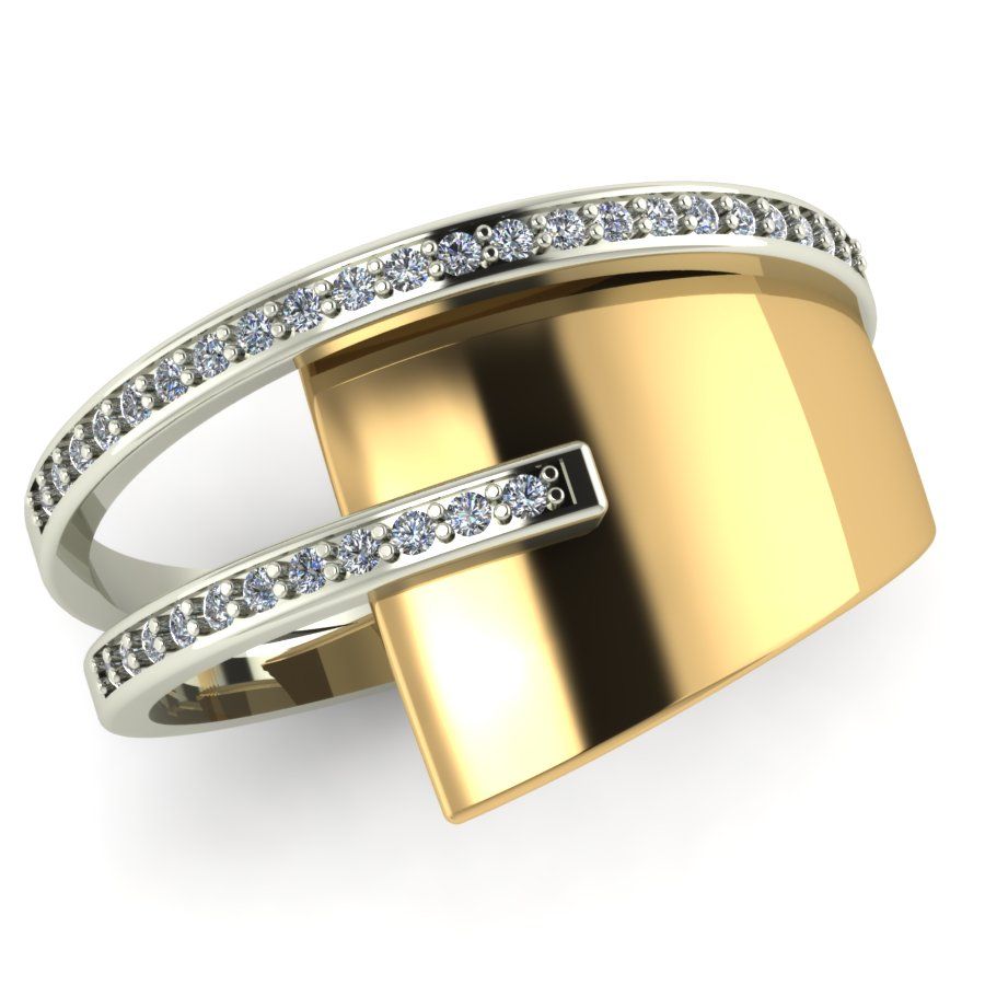Перстень из красного+белого золота  с цирконием (модель 02-1705.0.4401)