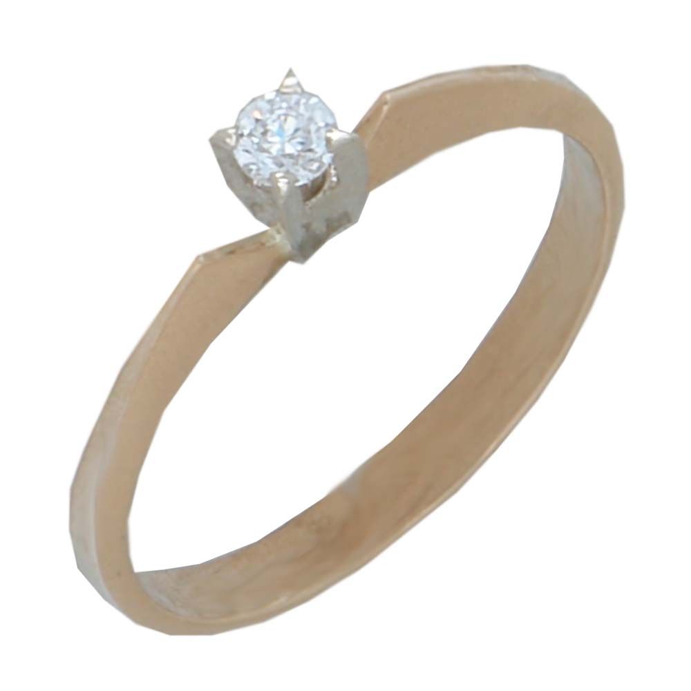 Перстень из красного+белого золота  с бриллиантом (модель 02-0641.1.4110)