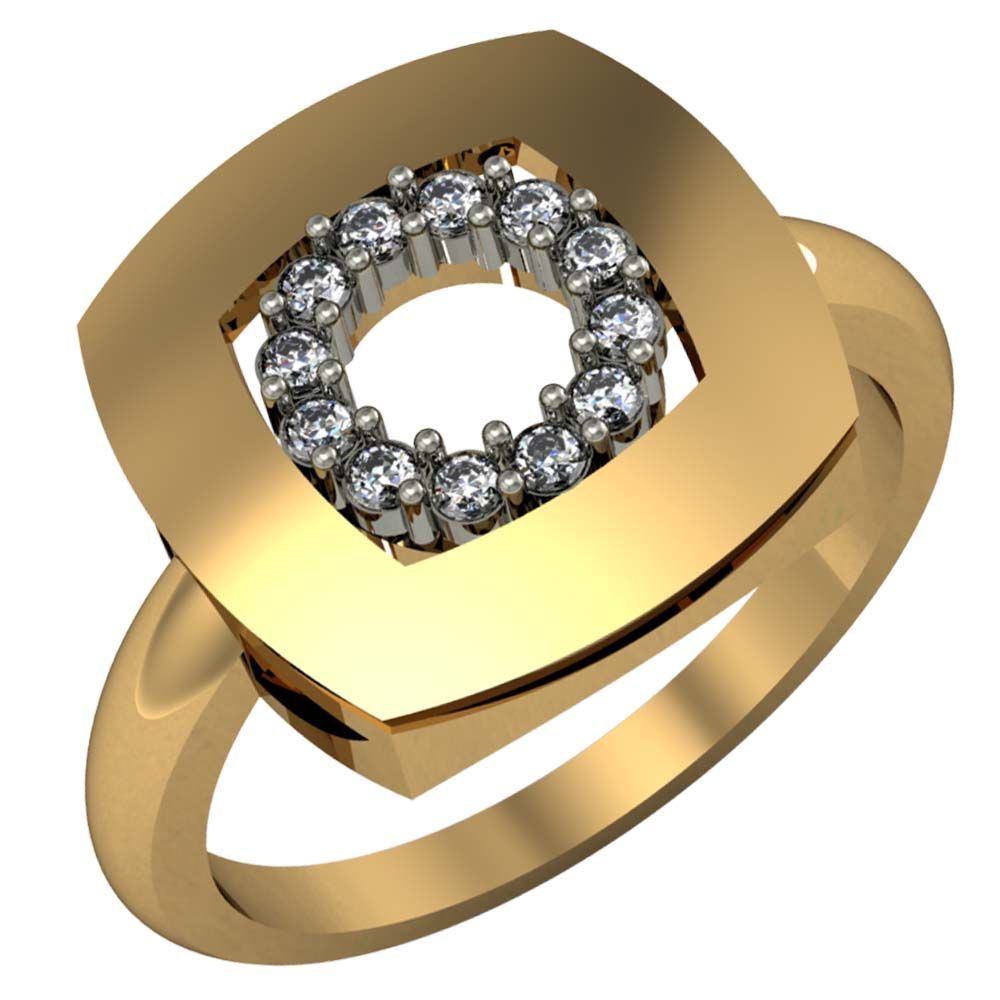Перстень из красного+белого золота  с цирконием (модель 02-1033.0.4401)