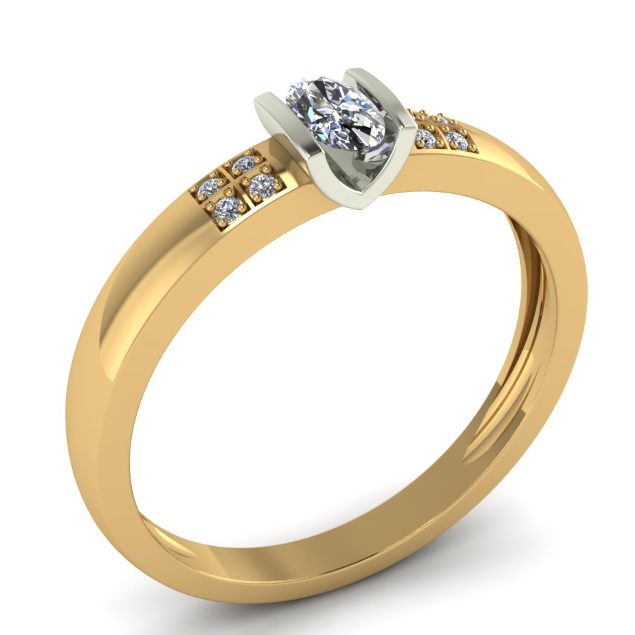 Перстень из красного+белого золота  с цирконием (модель 02-1773.0.4401) - 6