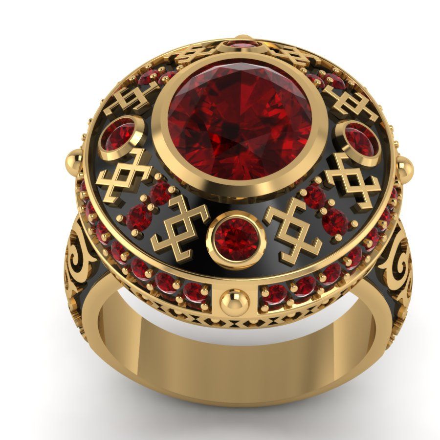 Перстень из красного золота  с гранатом (модель 02-1436.0.1210)