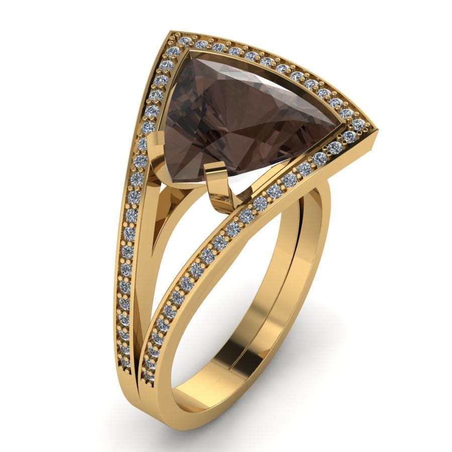 Перстень из красного золота  с дымчатым кварцем (модель 02-1728.0.1250)