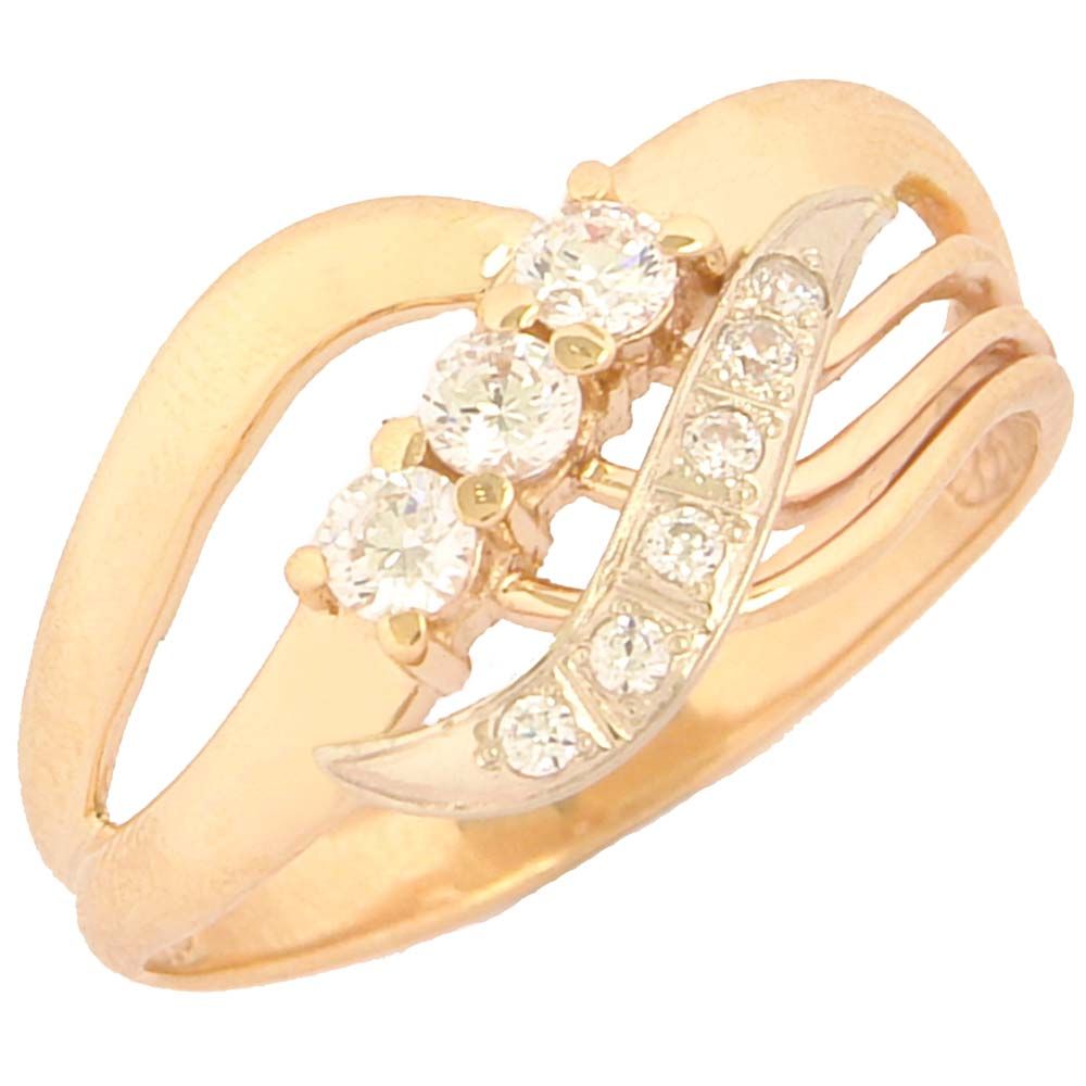 Перстень из красного+белого золота  с цирконием (модель 02-0437.0.4401)