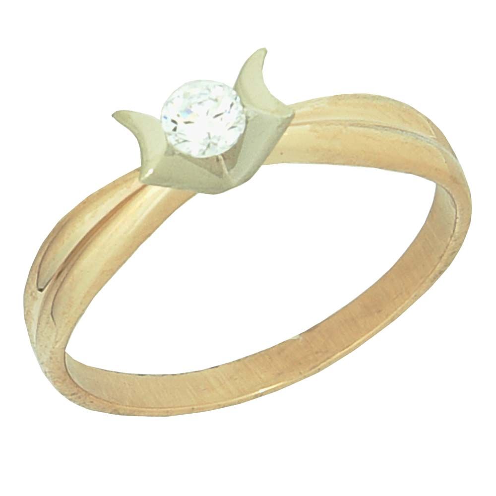 Перстень из красного+белого золота  с бриллиантом (модель 02-0677.0.4110)