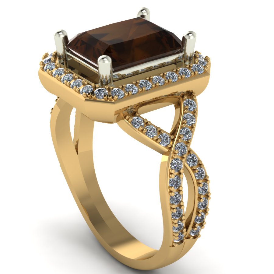 Перстень из красного+белого золота  с кварцем полихромным (модель 02-1419.0.4257) - 3