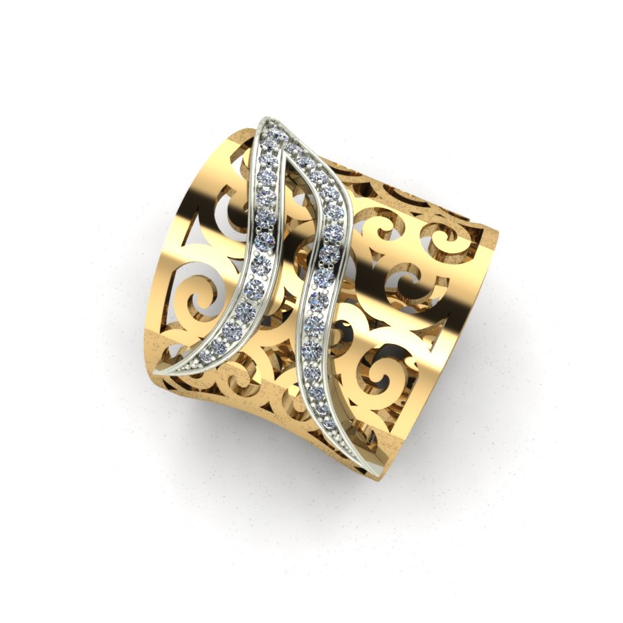 Перстень из красного+белого золота  с цирконием (модель 02-1268.0.4401) - 2