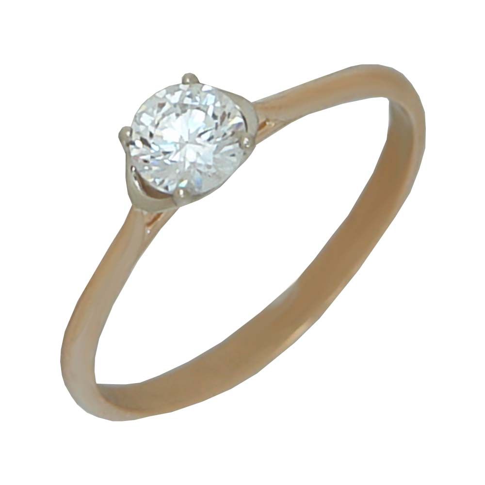 Перстень из красного+белого золота  с цирконием (модель 02-0987.0.4401)