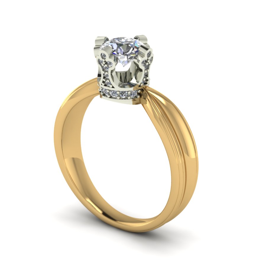 Перстень из красного+белого золота  с цирконием (модель 02-1267.0.4401) - 1