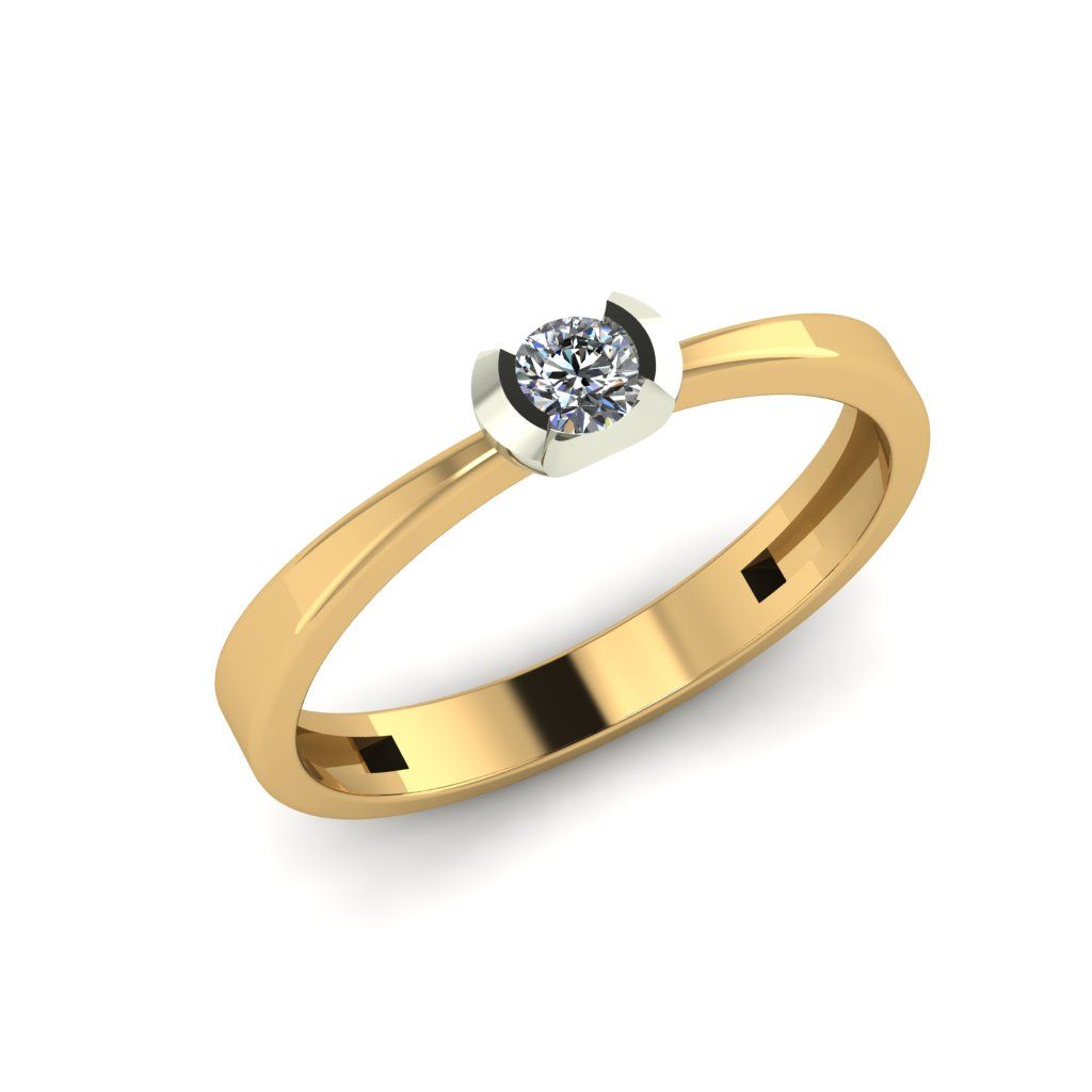 Перстень из красного+белого золота  с цирконием (модель 02-2571.0.4401)