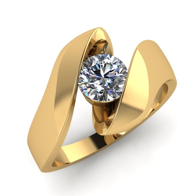 Перстень из красного золота  с цирконием (модель 02-1990.0.1401)