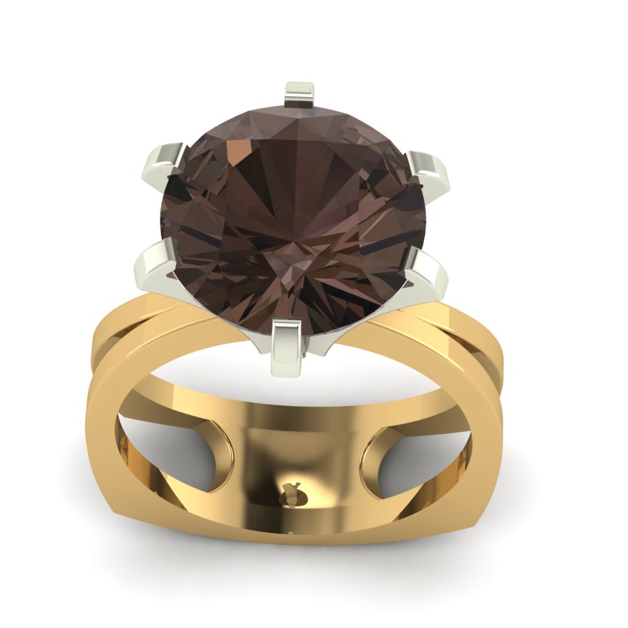 Перстень из красного+белого золота  с дымчатым кварцем (модель 02-1322.1.4250) - 1