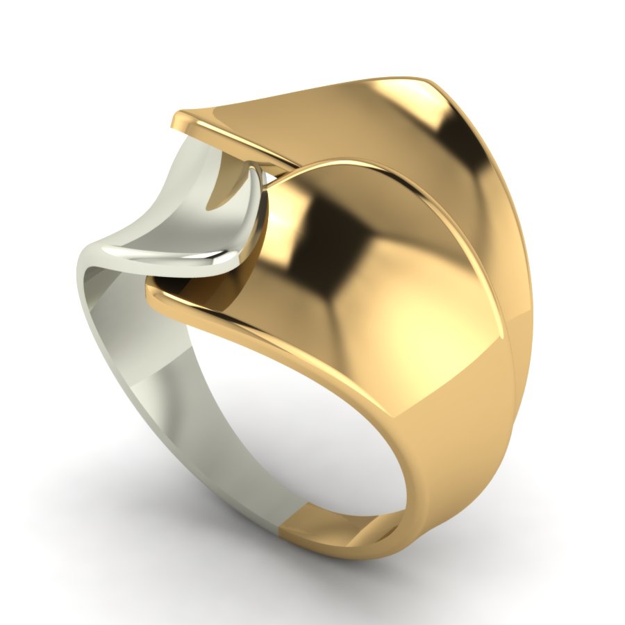 Перстень из красного+белого золота  (модель 02-1304.0.4000) - 3