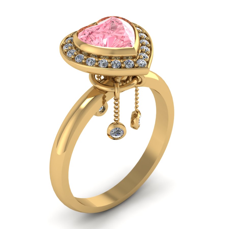 Перстень из красного+белого золота  с топазом розовым (модель 02-1798.0.4227) - 5