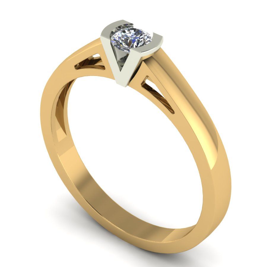 Перстень из красного+белого золота  с бриллиантом (модель 02-1344.0.4110)
